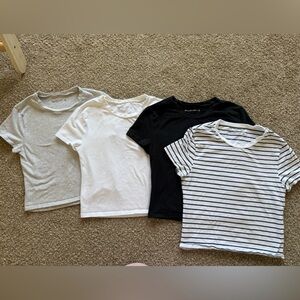 Abercrombie & Fitch Baby Tees Set - Gray, White, Black, Striped (s)